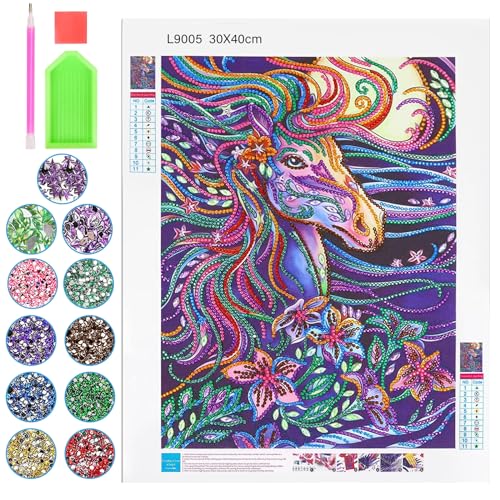 GAROMIA Diamond Painting Pferde diamond painting kinder Diamond Painting Geschenke für Mädchen 7 8 9 10 Jahre 5D Einhorn Diamant Malerei Kit Bastelsets Mädchen Geschenke Pferde Diamond Painting von GAROMIA