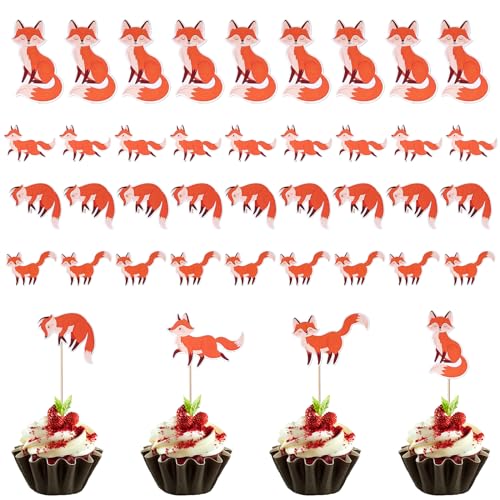 GAROMIA Füchse Tortendeko 36 Stück Fuchs Muffin Deko Fuchs Topper Foxes Cupcake Topper Waldtiere Kuchen Deko Fuchs Kuchen Topper Geburtstag Cupcake Thema Party Zubehör Kindergeburtstag von GAROMIA