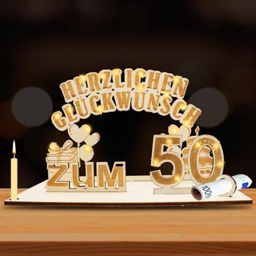 GAROMIA 50 Geburtstag Geschenk Frauen Männer Holz Schild Gästebuch Geldgeschenke Geburtstag 50 Geburtstag Deko für 50 Jahre Hochzeit Jubiläum Tischdeko von GAROMIA