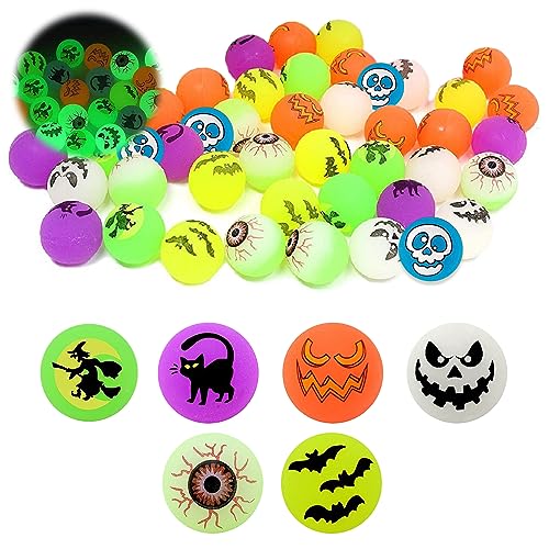 GAROMIA Halloween Luminous Flummies 24 Stück Flummies für Kinder Leuchtend Hüpfbälle Kinderspielzeug Gummibälle Kinder Flummis für Kindergeburtstag Werbegeschenke Halloween Party Geburtstag von GAROMIA