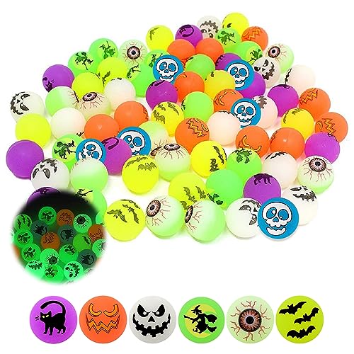 GAROMIA Halloween Luminous Flummies 48 Stück Flummies für kinder Leuchtend Hüpfbälle Kinderspielzeug Gummibälle Kinder Flummis für Kindergeburtstag Werbegeschenke Halloween Party Geburtstag von GAROMIA