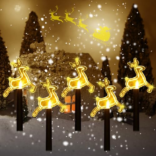 GAROMIA LED Gartenstecker Weihnachten Acryl Weihnachtsbeleuchtung Außenbeleuchtung Weihnachten Weihnachten Winter Advent Außen Deko für Garten Terrasse -Elch von GAROMIA