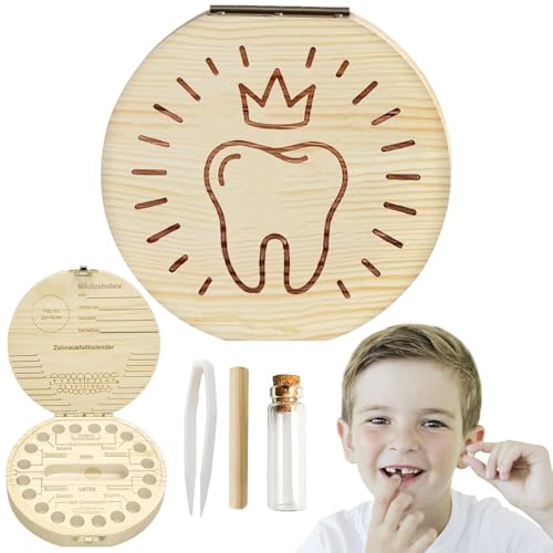 GAROMIA Zahndose Milchzähne Jungen Zahnbox Holz Milchzähne Milchzahndose Jungen Mädchen Zahndose Souvenir Box Milchzahn Aufbewahrungsbox Zähne Zahndose Milchzähne Jungen Kinder Milchzahndose von GAROMIA