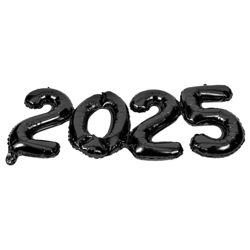 GAROZATION 2025 Zahlenballons Feier Set Party Dekorative Neujahrsballons Aluminiumfolienballons Papierkarte 2025 Schwarz von GAROZATION