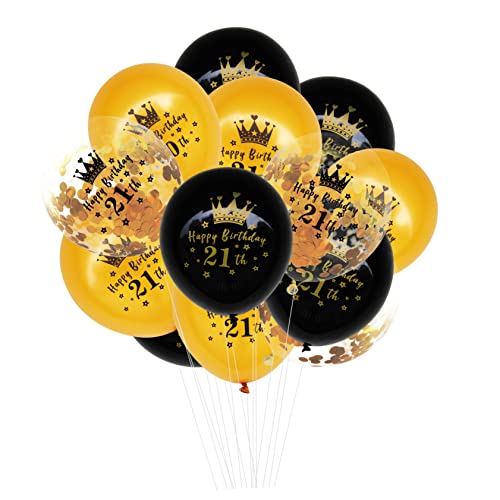 GAROZATION 15st Geburtstag Luftballons Zahlenballon Geburtstagsballon Goldene Und Schwarze Luftballons Nummerndruckballons 21. Konfettiballons 21 Jahre Alte Geburtstagsgeschenke Emulsion von GAROZATION