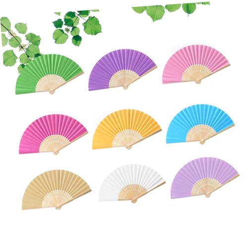 GAROZATION 18 Stk tragbarer Papierfächer tragbare Ventilatoren Handventilator Fan Handheld-Falten Bretter weißer Handfächer Handgebläse Cartoon-Fan Handpapierfächer Kinderfans Bambus Colorful von GAROZATION