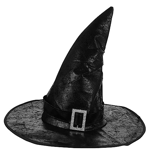 GAROZATION 1stk Hexenhut Kopfschmuck Zubehör Halloween-hexenmütze Zauberermütze Cosplay-kostüm Halloween-hexenkostüm Party-hexenhut Weihnachtshexenhut Halloween-hut Kostüme Kunstleder Black von GAROZATION