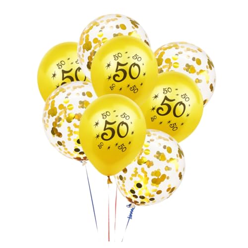 GAROZATION 20 Stück Goldene Party Luftballons 12 Zoll Zum 50 Geburtstag Latex Geburtstagsluftballons Set Mit 10 Konfetti Ballons Und 10 Druck Ballons Für Party Dekorationen von GAROZATION