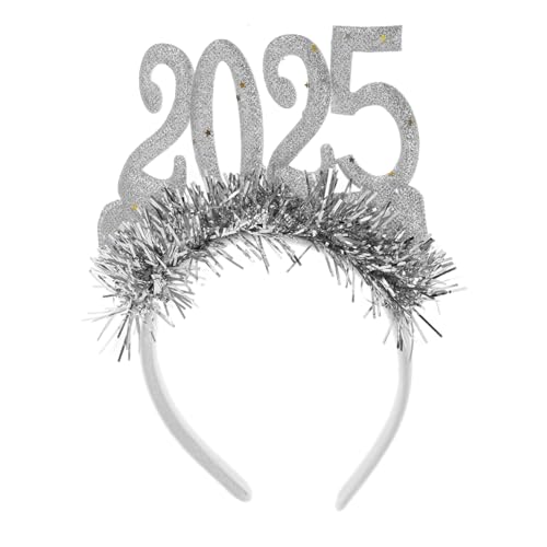 GAROZATION 2025 Stirnband Weihnachtsfeier Lametta-stern-haarband Neujahrs-kopfhörer Tiara Für Silvester 2024 Glitzernder Lametta-kopfschmuck Lametta-haarband Gastgeschenke Stoff Silver von GAROZATION