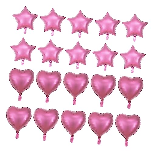 GAROZATION 20St Herzballonverzierung Partyballons Herzballons Herz Dekor Hochzeitsballons Ballonfüllmaschine Sternballons Aluminiumballons Ballon-Ornamente Pentagramm-Ballonverzierung Rosa von GAROZATION