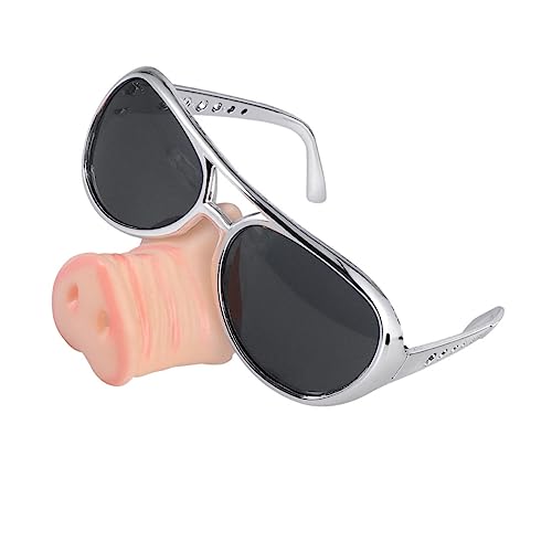 GAROZATION 2st Brille Mit Schweinenase Lustige Kostüme Lustige Brille Für Erwachsene Lustige Brillen Laufsonnenbrille Steampunk-sonnenbrille Trendige Sonnenbrille Brillenetui Grube Silver von GAROZATION