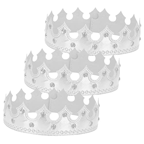 GAROZATION 3St Krone Geburtstagsfeier Mädchen Stirnband Kinderkleidung Modeaccessoires für Kinder Geburtstags-Haarband Kostüm kindergeburtstag stirnband Cosplay-Kopfbedeckung Stoff Silver von GAROZATION