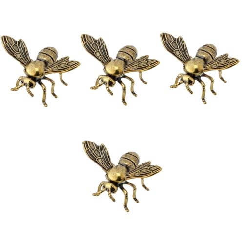 GAROZATION 4 Stück Messing Bienendekorationen Bienenfiguren Zum Basteln Küchendekoration Plüsch Vogelfiguren Heimdekoration Goldene Ornamente Auto Diffusor Goldene Wandkunst von GAROZATION