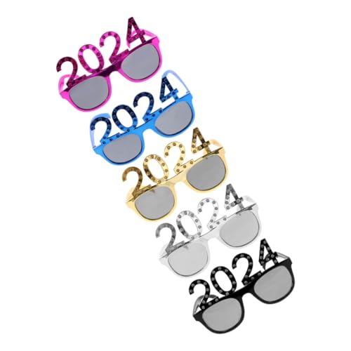 GAROZATION 5st Foto-requisiten Für Die Neujahrsparty Frohes Neues Jahr Sonnenbrille Neujahrsbrille 2024 Sonnenbrille 2024 Klasse Von 2024 Brillen Hallo 2024 Brille 2024 Lustige Brille Stk von GAROZATION