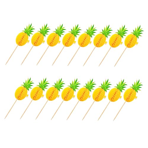 GAROZATION 60 Stk Flamingo-kuchen-einsatz Ananas-kuchendekoration Kuchendekorationen Zubehör Für Partykuchen Luau-cupcake-topper Ananas-cupcake-picks Ananaskuchen Dekorieren Papier Yellow von GAROZATION