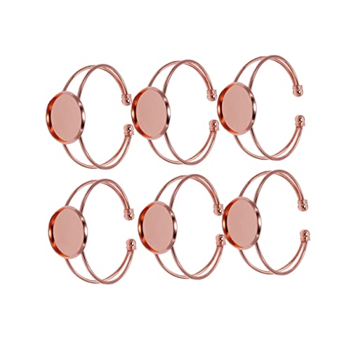 GAROZATION 6St Ovaler Anhänger bastelzeug bracelet set hochstihl Trendy Schmuck Verstellbares Armband Lünette Tablett rund freundschaftsarmbänder Kupferanhänger DIY-Anhänger Rose Gold von GAROZATION