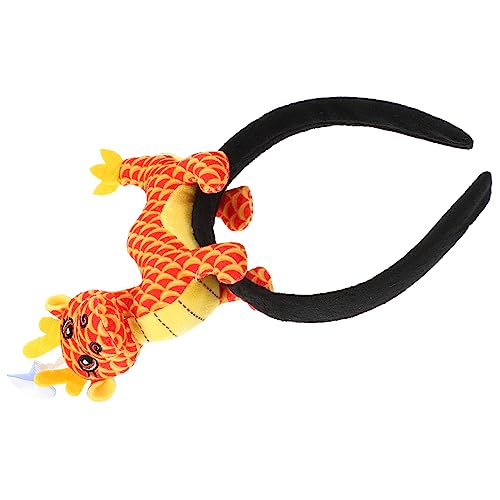 GAROZATION Jahr des Drachen-Stirnbandes Drachen-Stirnband für Kinder Chinesisches Neujahrsdrachenkostüm tier haarreif neujahrsgeschenke Stirnband-Requisite Plüsch-Drachen-Haar-Accessoire rot von GAROZATION