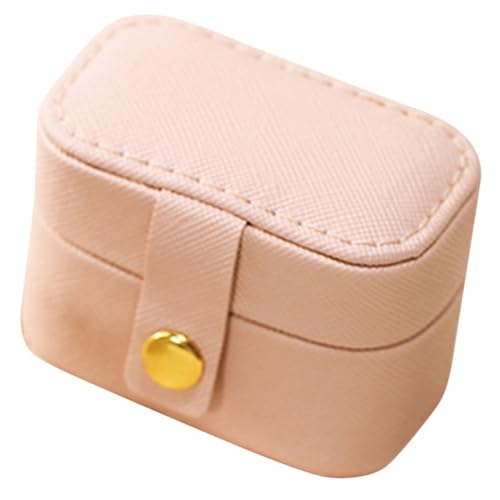 GAROZATION Kasten Mini Ring Box Outdoor-schmuckkästchen Ringständer Reise Schmuckschatulle Kreatives Schmuckkästchen Elegante Mini-stepper Mini-etui Für Ohrringe Rosa Leder von GAROZATION