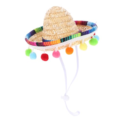 GAROZATION Kleiner Hut Sonnenkappe Aus Stroh Cowboy-hut Mini Mexikanischer Hut Sombrero-stirnbänder Beachcomber-strohhut Mini-sombrero-hüte Sombrero-stirnbandhut Mexikanische Serape Polyester von GAROZATION