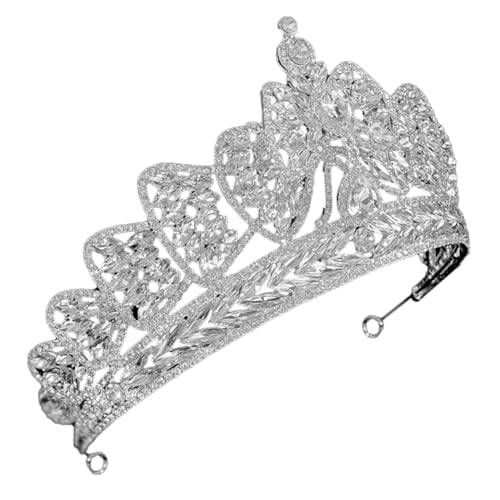 GAROZATION Kronenbogen Hochzeitskrone Hochzeit Tiara perlen Strass-Tiara Haarschmuck für die Braut Geburtstagsfeier Kopfschmuck Hochzeits-Tiara Kopfschmuck für die Braut Zinklegierung Silver von GAROZATION