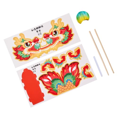 GARVALON 1 Satz Drachenspielzeug Aus Papier 3d Chinesische Drachenpuppen Neues Jahr Diy Handgemachtes Handwerk Diy-bastelsets Aus Papierdrachen Drachengirlande Des Neuen Jahres Hölzern Rot von GARVALON