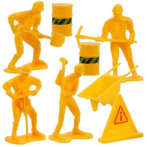 GARVALON 1 Set Realistische Mini-bauarbeiter-figuren Aus Kunststoff, Bauszenen-layouts, Requisite Für Kuchendekoration Und Rollenspiel von GARVALON