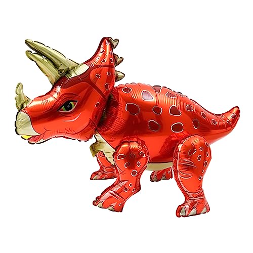 GARVALON 1 Stück Dinosaurier Aluminium Ballon Triceratops Ballons Tierballons Dekor Heißluftballon Wanderballon Dschungel Ballon Dinosaurier Ballon 3D Folienballon Rote von GARVALON