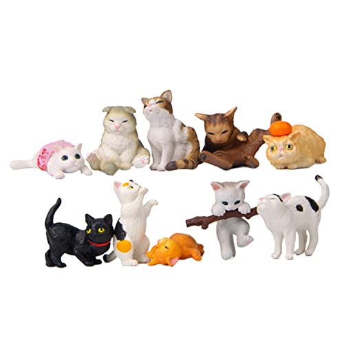 GARVALON 10 Kätzchen Figuren Set Schöne Katzen Deko Für Kunsthandwerk Foto Requisiten Und Desktop Dekoration Perfekt Für Tierliebhaber Und Geschenkidee von GARVALON