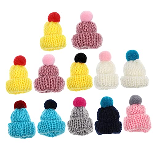 GARVALON 12 Mini Mützen Entzückende Puppenhüte Bastelhüte Zarte Mini Miniaturhüte Miniatur Wollmütze Winzige Strickmützen Mini Weihnachtsmützen Weihnachts Mini Wollmütze Kawaii von GARVALON