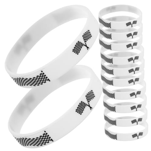 GARVALON 12 Stück Racing Armbänder Für Fans, Karierte Silikonarmbänder, Dekoratives Sportarmband, Tragbares Handgelenk Armband Für Fans, Zubehör, Tragbares Sportarmband, Schickes von GARVALON