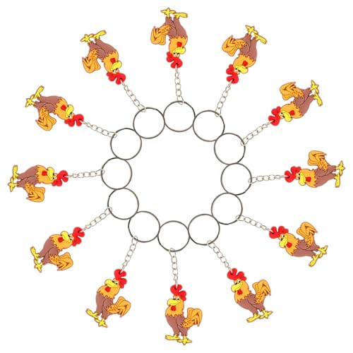 GARVALON 12 Stück Schlüsselanhänger Halloween Dekor Geldbörse Schlüsselanhänger Schlüsselanhänger Taschenanhänger Urlaub Strumpffüller Huhn Tier Schlüsselanhänger Hahnenform von GARVALON