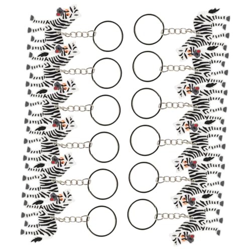 GARVALON 12 Stück Zebra Schlüsselanhänger Schlüsselanhänger Neuheits Schlüsselanhänger Zebra Tier Anhänger Taschenanhänger Schlüsselanhänger Zebra Anhänger Schlüsselanhänger 3D von GARVALON