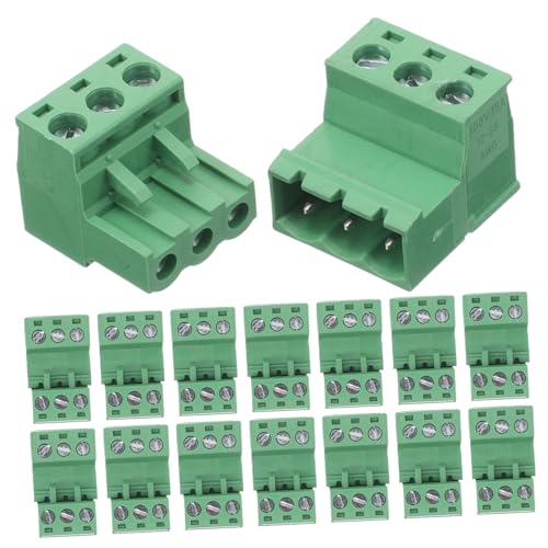 GARVALON 20St Steckbare Reihenklemmen verbindungsklemmen PCB Anschlussklemmen Klemmenblock Set Steckbares Terminal Sammelschienenblock Stromverteiler Endstromschiene plattierter Stahl Green von GARVALON