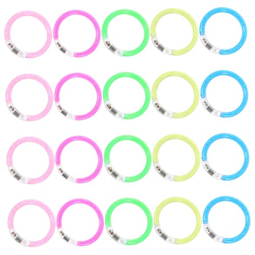 GARVALON 20st Im Dunkeln Leuchtendes Partyarmband Geführtes Rave-spielzeug Armband Mit Blinkendem Licht Leuchtstäbe, Partyspielzeug Weihnachtsglüharmbänder Neon-party-dekor Acryl- von GARVALON