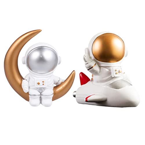 GARVALON 2St Astronauten-Ornamente Weltraumgeschenke Cupcake-Topper Kuchenparty-Ornamente Figur Tortendekoration kinder geburtstagsdeko Harz-Dessert-Tischdekorationen Desserttischverzierung von GARVALON