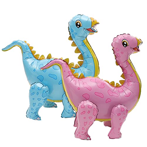 GARVALON 3D Dinosaurier Luftballons Folienballons Für Kindergeburtstag Dinosaurier Themenparty Deko Bewegliche Gliedmaßen Und Pink von GARVALON