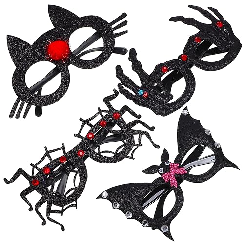 GARVALON 4 Stück Halloween-Brille Spinnendekoration Fledermausbrille Geisterbrille halloween party augenmaske halloween Halloweenkostüm Brillenfassungen Halloween-Partygeschenke Plastik von GARVALON