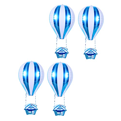 GARVALON 4 Stück Heißluftballon aufblasbares Spielzeug Babyspielzeug Bausatz hochzeitslaken hochzeitsbingo Cake Pop Deko Heliumballons Heißluft-Folienballon Ballon aus Aluminiumfolie Blue von GARVALON