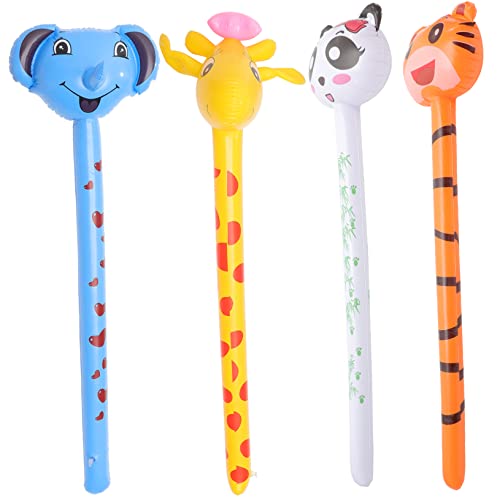 GARVALON 4 Stück Tierkopf Aufblasbare Giraffe Sportballons Dschungelspielzeug Poolspielzeug Für Kinder Kindertierballons Aufblasbare Partykrachmacher Sportspielzeug Pvc von GARVALON