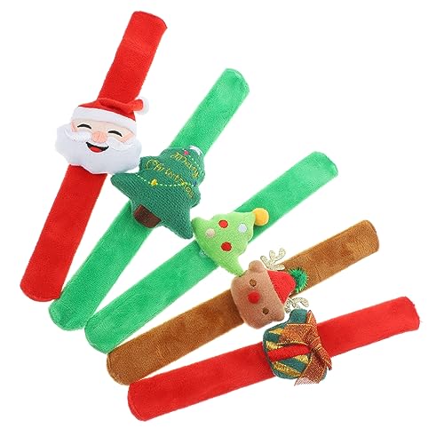 GARVALON 5St weihnachtsmotiv weihnachtsmütze weihnachtgeschenk Urlaubsklatscharmbänder Weihnachtskorbfüller als dekorative Schlagarmbänder Ohrfeigenarmbänder zur Dekoration Plüsch von GARVALON