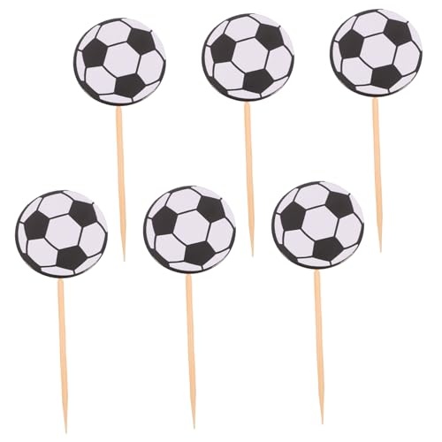 GARVALON 60 Stück Fußball Kucheneinsatz Fußball Dessert Topper Party Cupcake Topper Fußball Cupcake Dekoration Fußball Party Dekoration Kuchenspießer Fußball Cupcake Topper von GARVALON