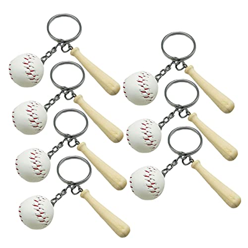 GARVALON 7st Baseball-schlüsselanhänger Mini Schlüsselanhänger Für Baseball-partys Kreative Schlüsselanhänger Kugel Schlüsselanhänger Auto Schlüssel Halter Schlüsselanhänger Dekor Weiß Pu von GARVALON