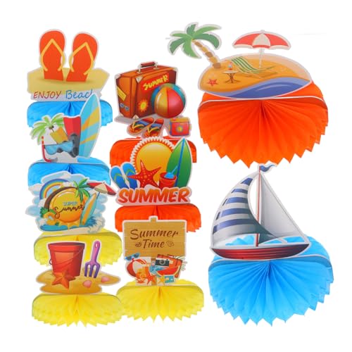 GARVALON 9st Sommerparty-Dekorationen Desktop-schmuck Für Zu Hause Wabe Ziert Hawaiianische Partyverzierung Wabenförmiges Herzstück Festliche Wabendekorationen Tropische Wabe Papier von GARVALON