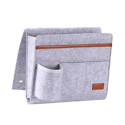 GARVALON Filz-Aufbewahrung tasche bettgestell bettrahmen Nachttisch für Laptop Nachttaschen-Organizer Tasche für Armlehnentaschen Tasche zum Aufhängen an der Armlehne Filzstoff Light Grey von GARVALON