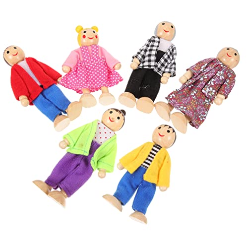 GARVALON Holzfiguren Puppenhaus 1 Set Holzpuppen Familie Figuren Spielset Ideales Rollenspielzeug Für Jahren Bewegliche Puppen Für Kreatives Puppenhäuser Und Als Zur von GARVALON