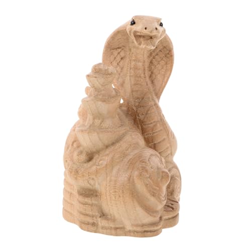 GARVALON Feng Shui Chinesische Schlangenstatue handgefertigt Sternzeichen 2025 Ornament aus Holz Schlangenfigur von GARVALON