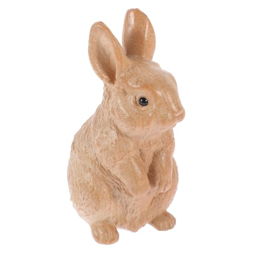 GARVALON Kaninchen-verzierung Häschen-Desktop-Ornament Kaninchenverzierung Desktop-häschen-dekore Hasenskulptur Osterhase Geschnitzte Hasenstatue Desktop-hasenfiguren Heimdekoration Holz von GARVALON