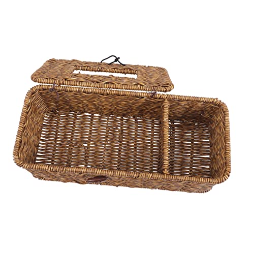 GARVALON Kasten Pappschachtel Aus Rattan Taschentuchetui Taschentuchbehälter Aus Rattan Hausbedarf Desktop-Organizer Aus Papier Handyhalter Auto Korb Light Brown Plastik von GARVALON