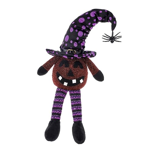 GARVALON Kürbis Laterne Ornament Halloween-Plüschtier Plüschfigur Spielzeug Halloween-Tischdekoration Halloween Party Halloween Dekoration leuchtendes Dekor Wohndekoration Plastik Violett von GARVALON