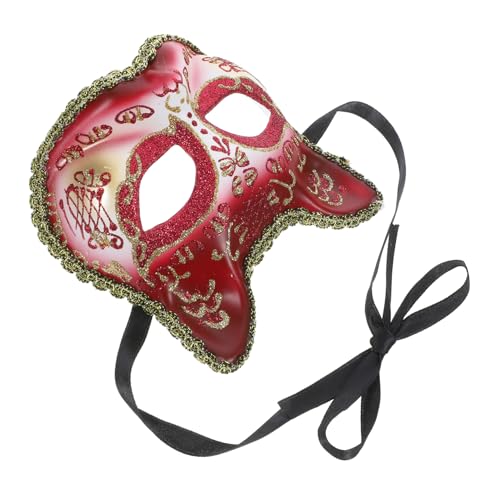 GARVALON Maske Cosplay dekorativ Halloween Katze hallowen masks haloween mask katzn catwrazle party accessoires faschingsassecoires party mitgebsel Partyzubehör Partygeschenk Plastik rot von GARVALON